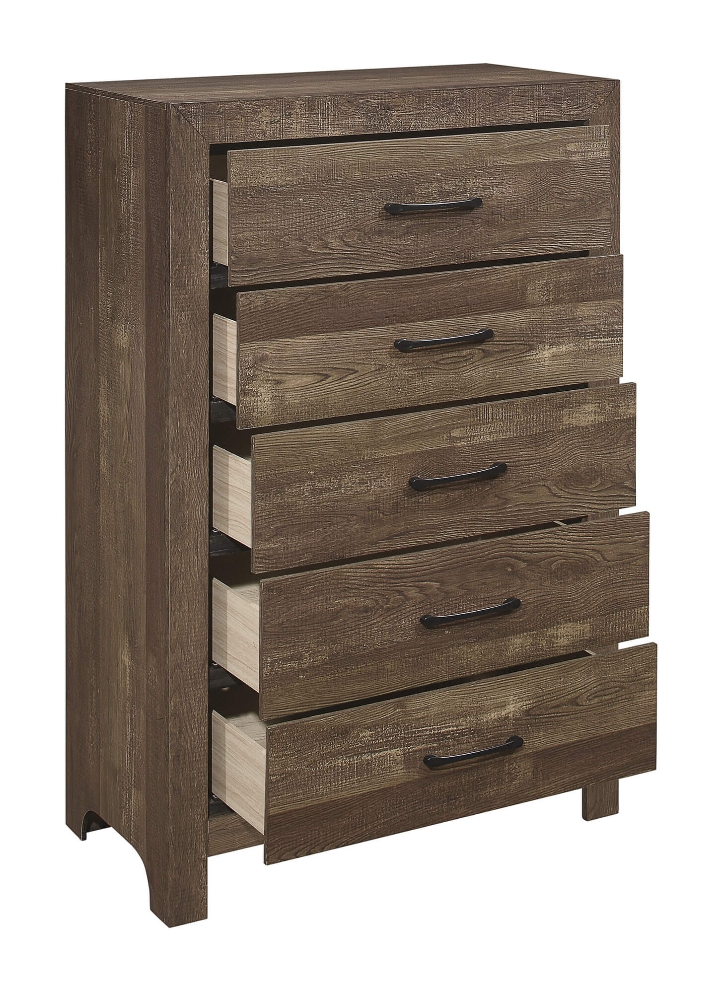 Corbin Faux Wood Veneer/Wood Chevron Pattern Panel Bedroom Set