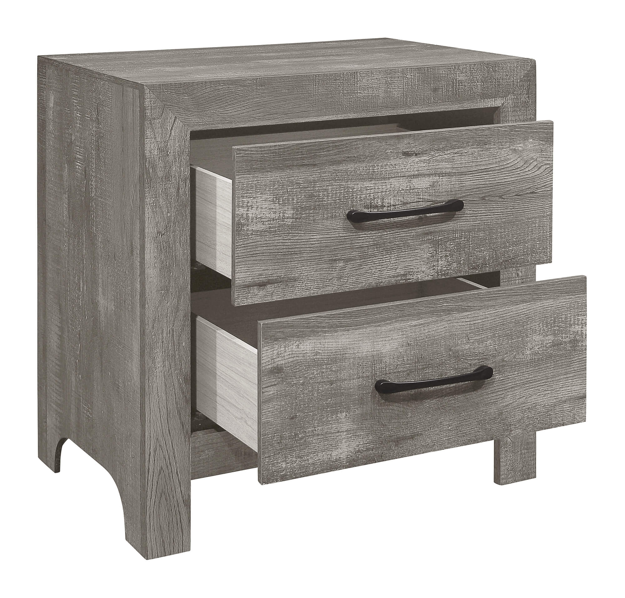 Corbin Faux Wood Veneer/Wood Chevron Pattern Panel Bedroom Set