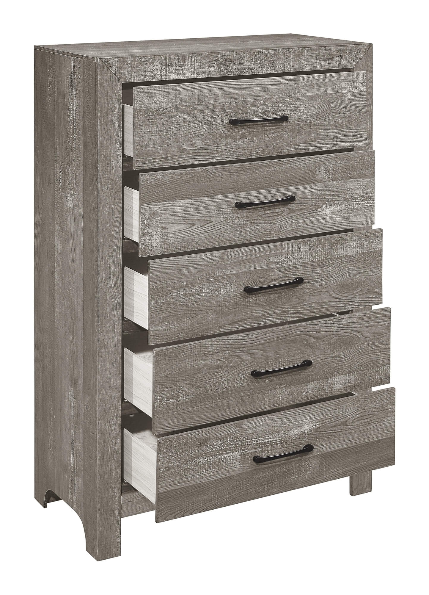 Corbin Faux Wood Veneer/Wood Chevron Pattern Panel Bedroom Set