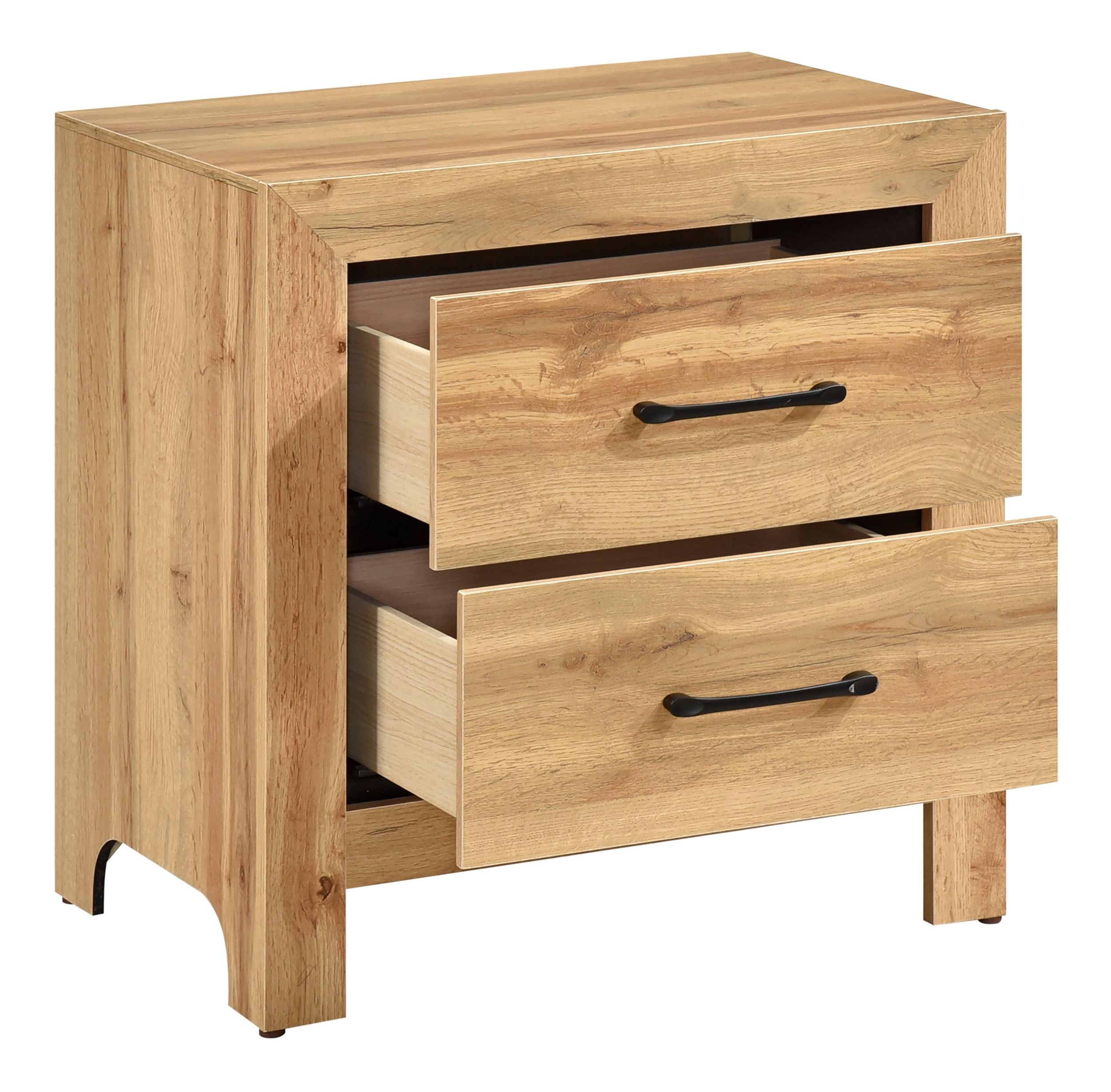 Corbin Faux Wood Veneer/Wood Chevron Pattern Panel Bedroom Set