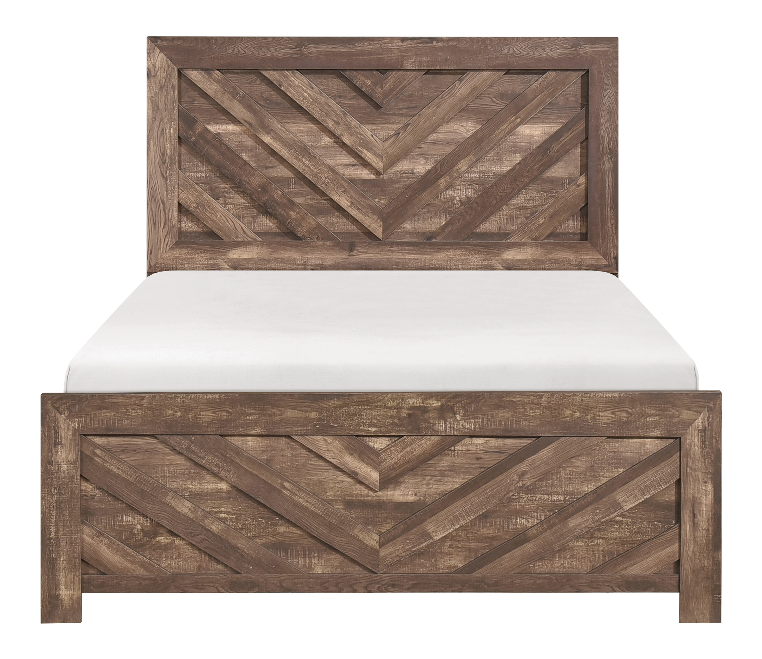 Corbin Faux Wood Veneer/Wood Chevron Pattern Eastern King Panel Bed