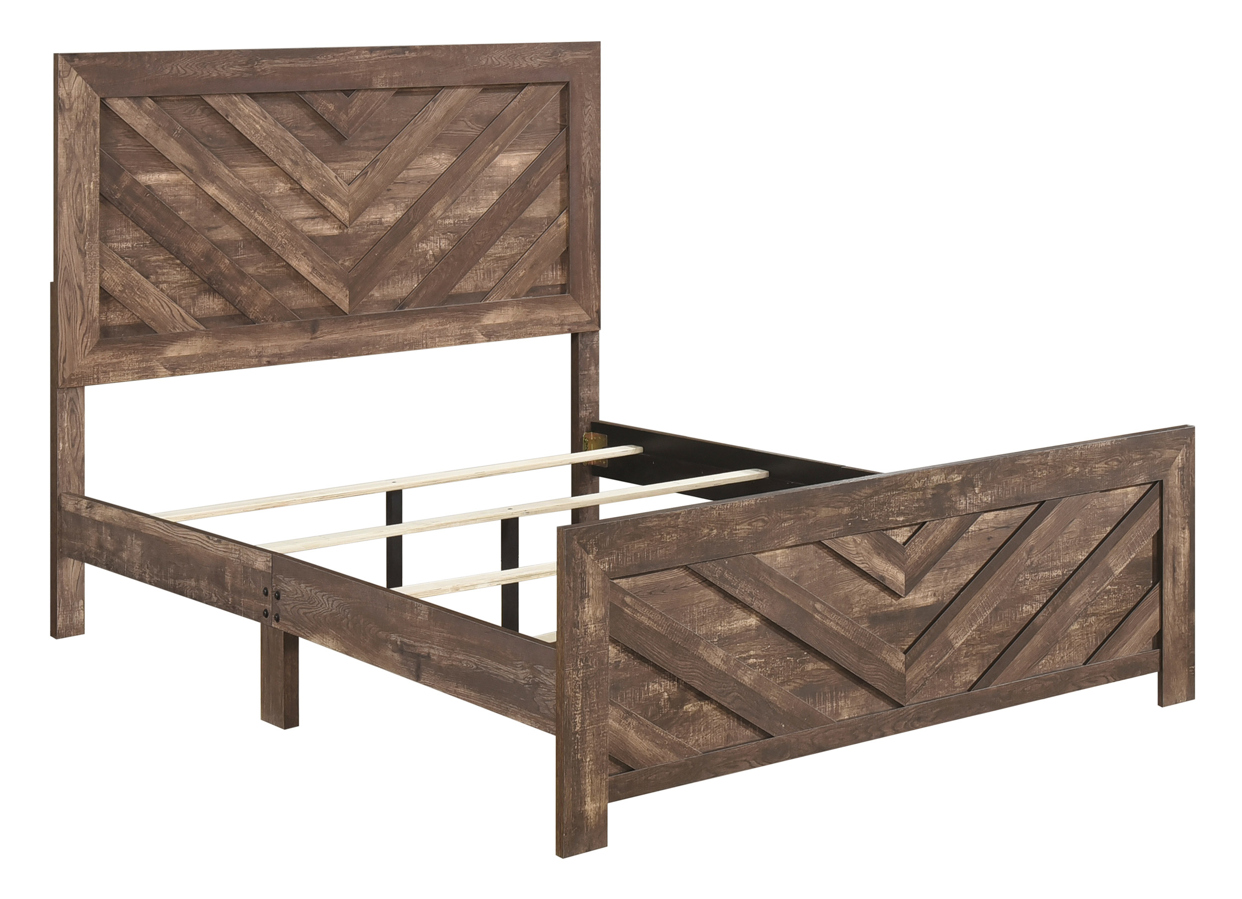 Corbin Faux Wood Veneer/Wood Chevron Pattern Panel Bedroom Set