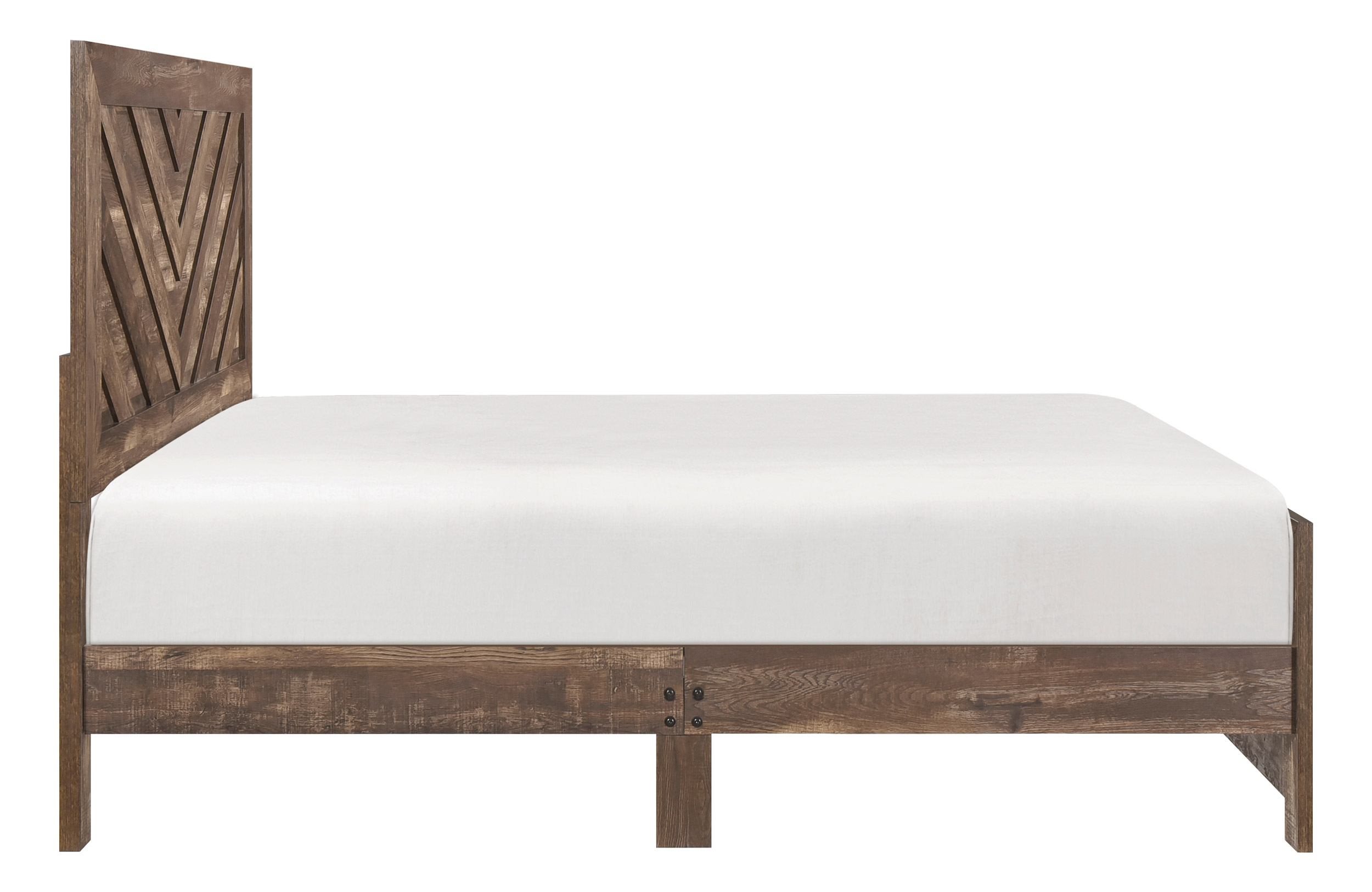 Corbin Faux Wood Veneer/Wood Chevron Pattern Full Panel Bed 