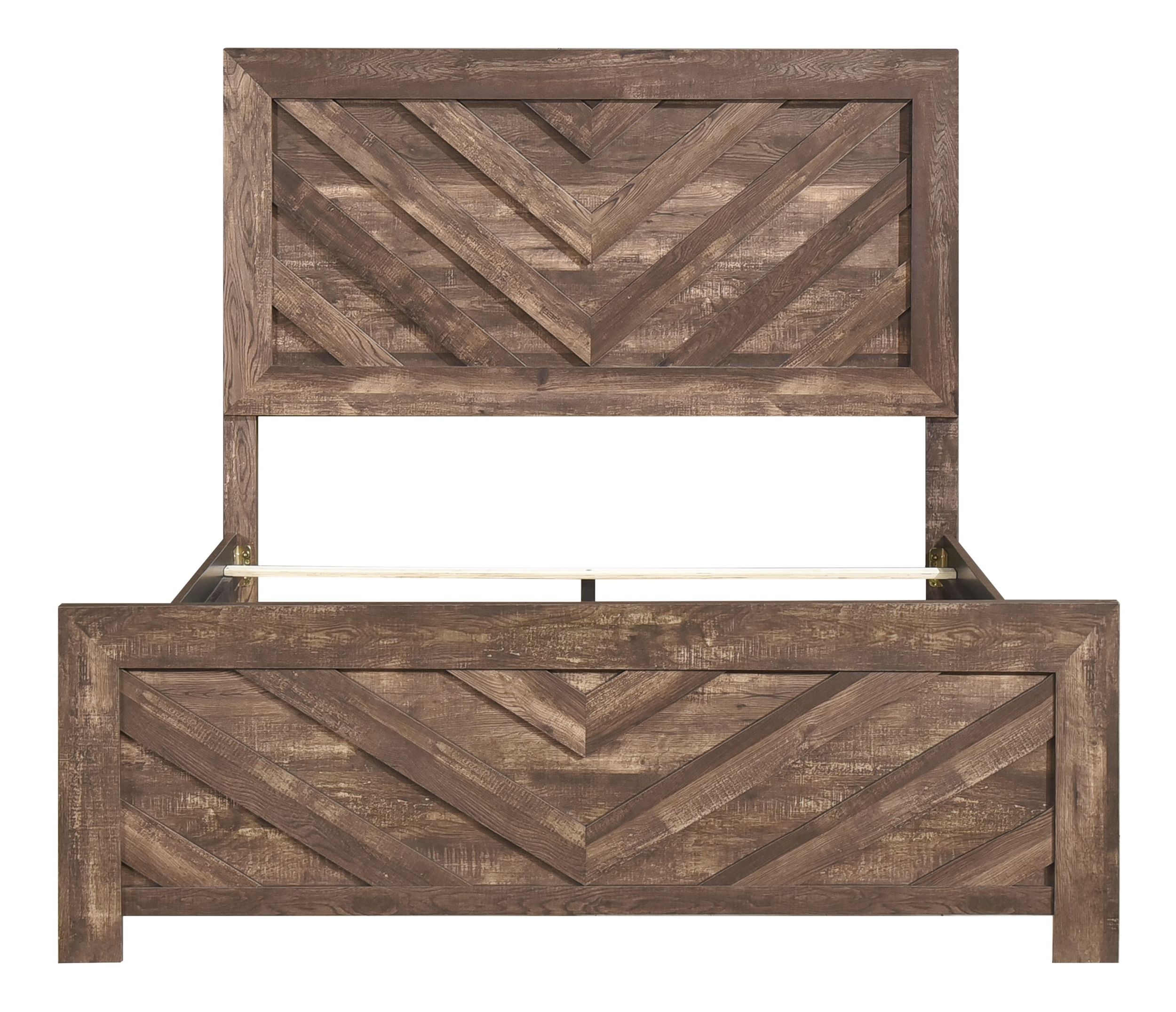 Corbin Faux Wood Veneer/Wood Chevron Pattern Eastern King Panel Bed