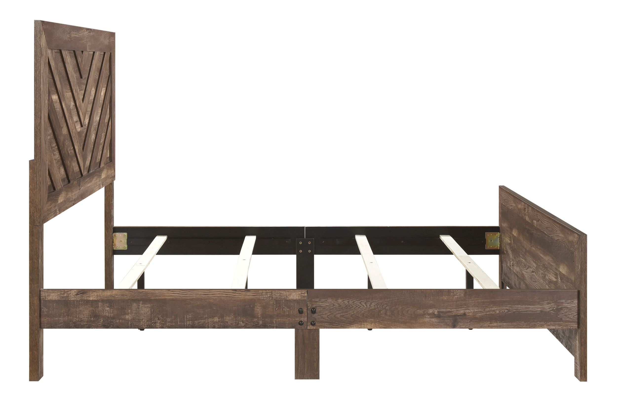 Corbin Faux Wood Veneer/Wood Chevron Pattern Eastern King Panel Bed