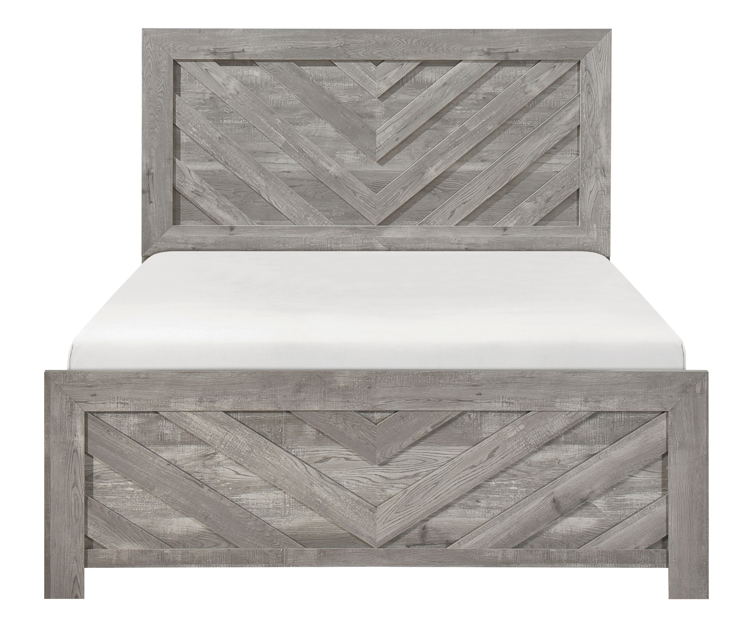 Corbin Faux Wood Veneer/Wood Chevron Pattern Eastern King Panel Bed