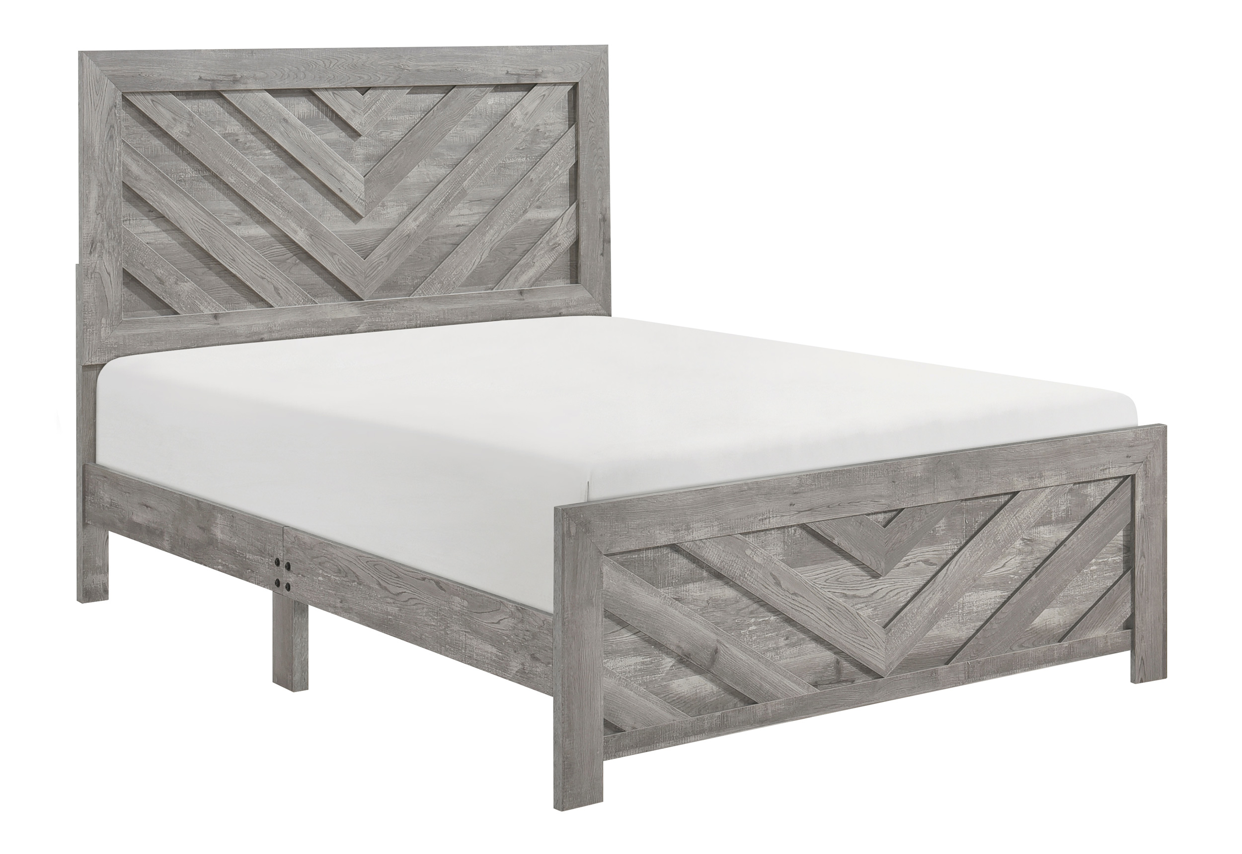 Corbin Faux Wood Veneer/Wood Chevron Pattern Panel Bedroom Set