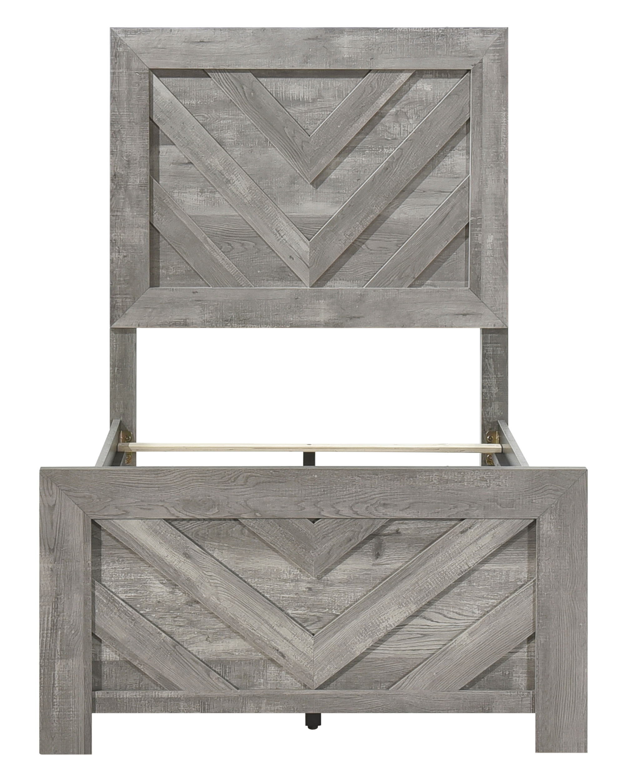 Corbin Faux Wood Veneer/Wood Chevron Pattern Panel Bed