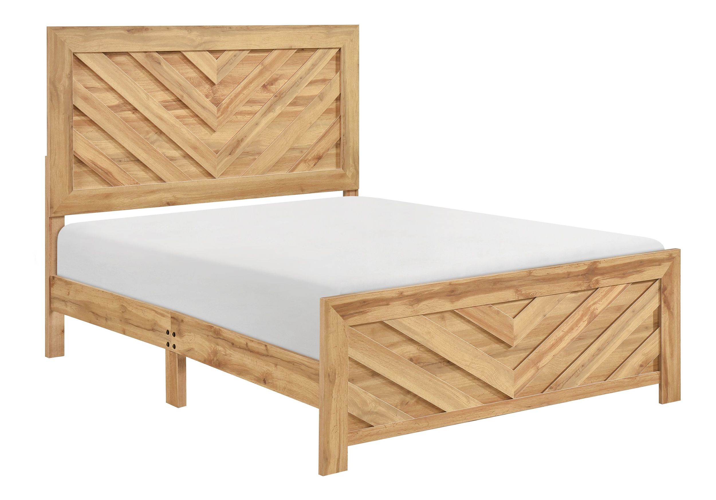 Corbin Faux Wood Veneer/Wood Chevron Pattern Panel Bedroom Set