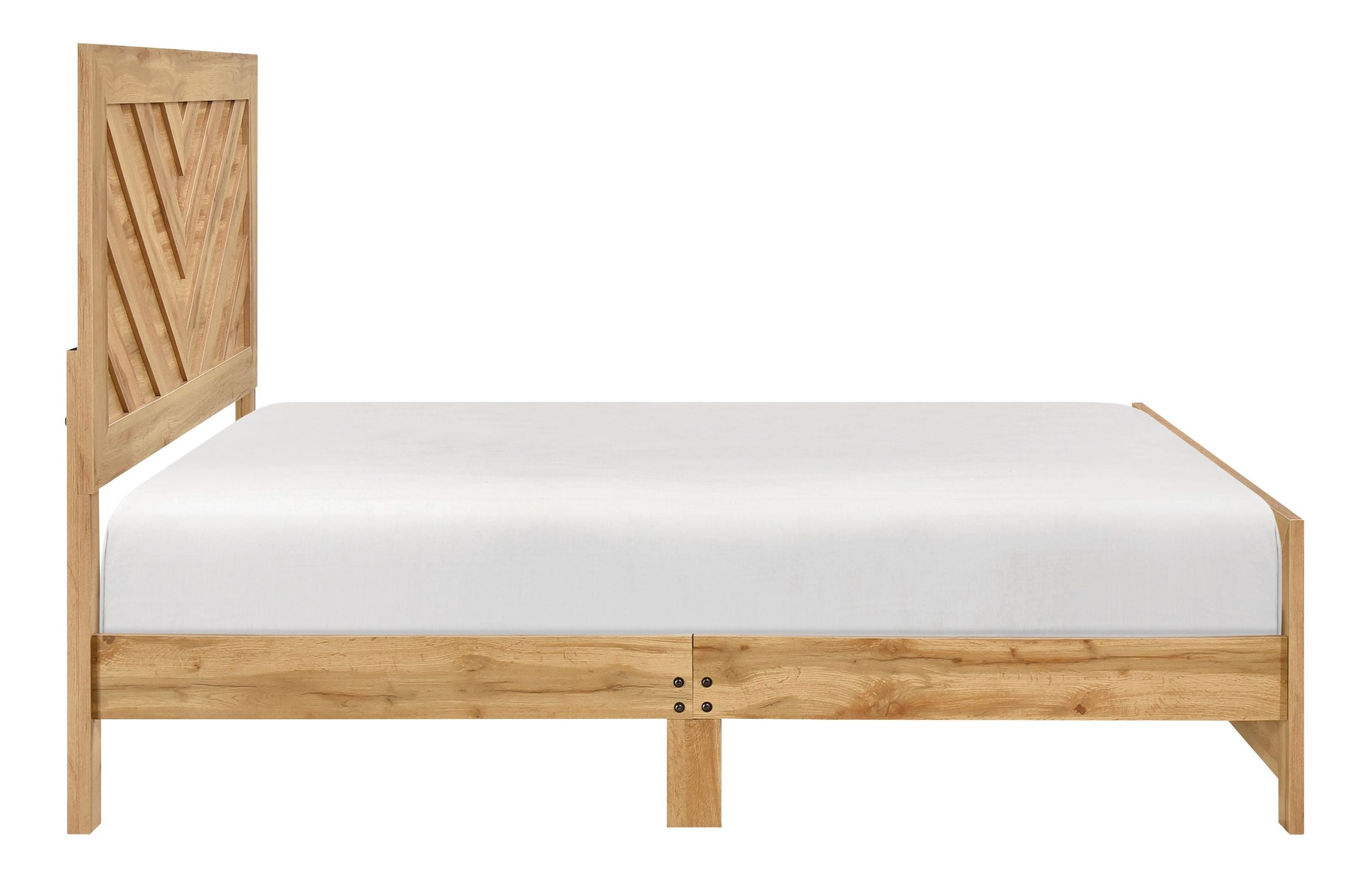Corbin Faux Wood Veneer/Wood Chevron Pattern Full Panel Bed 