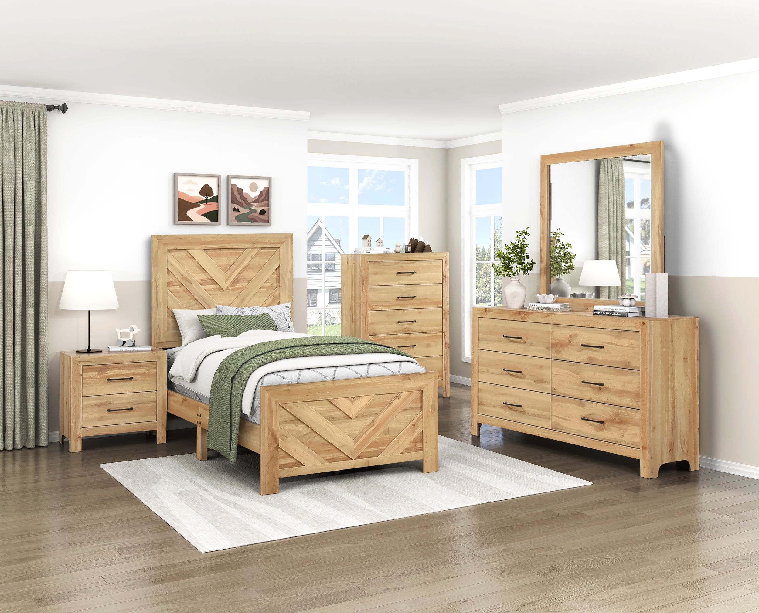 Corbin Faux Wood Veneer/Wood 6-Drawer Double Dresser