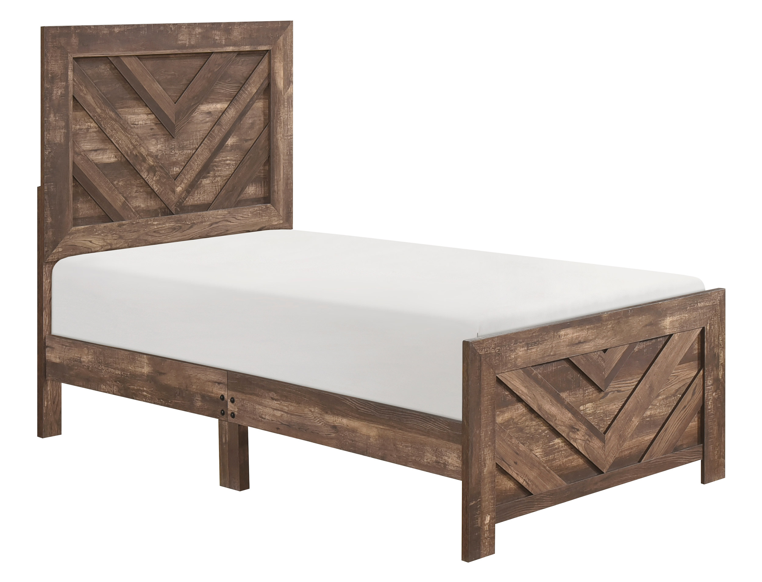 Corbin Faux Wood Veneer/Wood Chevron Pattern Panel Bedroom Set