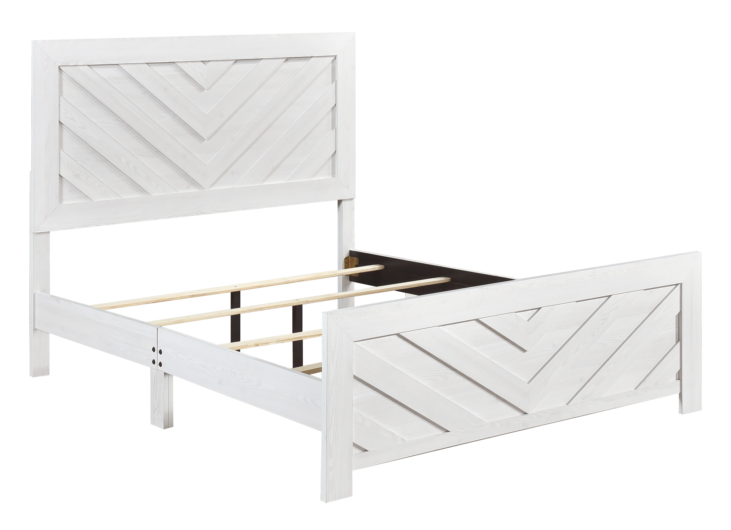 Corbin Faux Wood Veneer/Wood Chevron Pattern California King Panel Bed