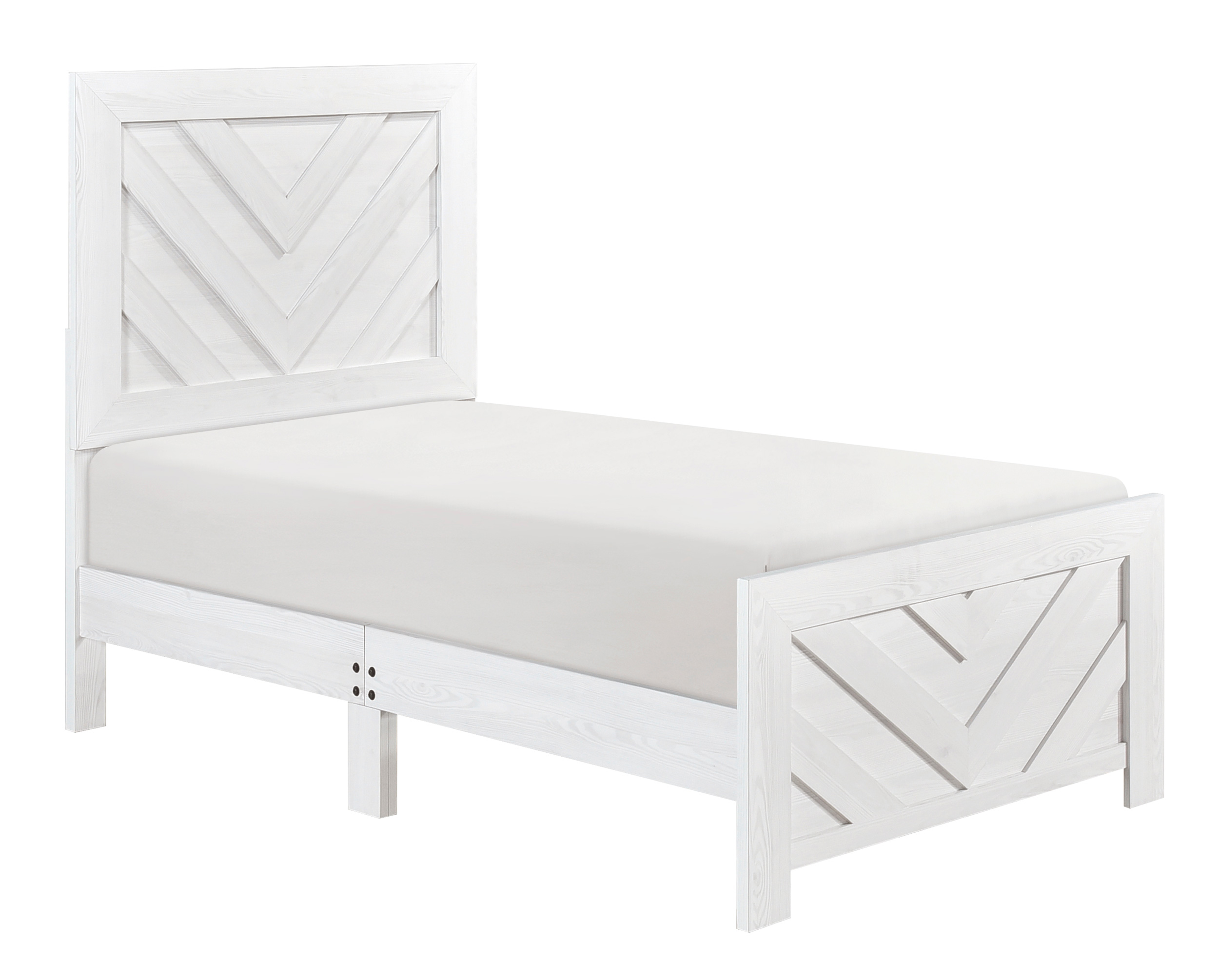 Corbin Faux Wood Veneer/Wood Chevron Pattern Panel Bedroom Set