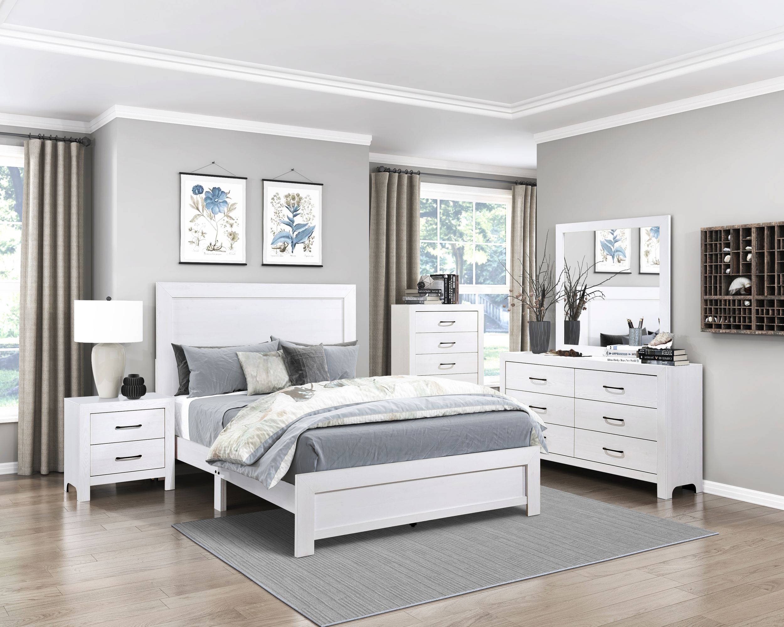 Corbin Faux Wood Veneer/Wood Panel Bed, Eastern King Size