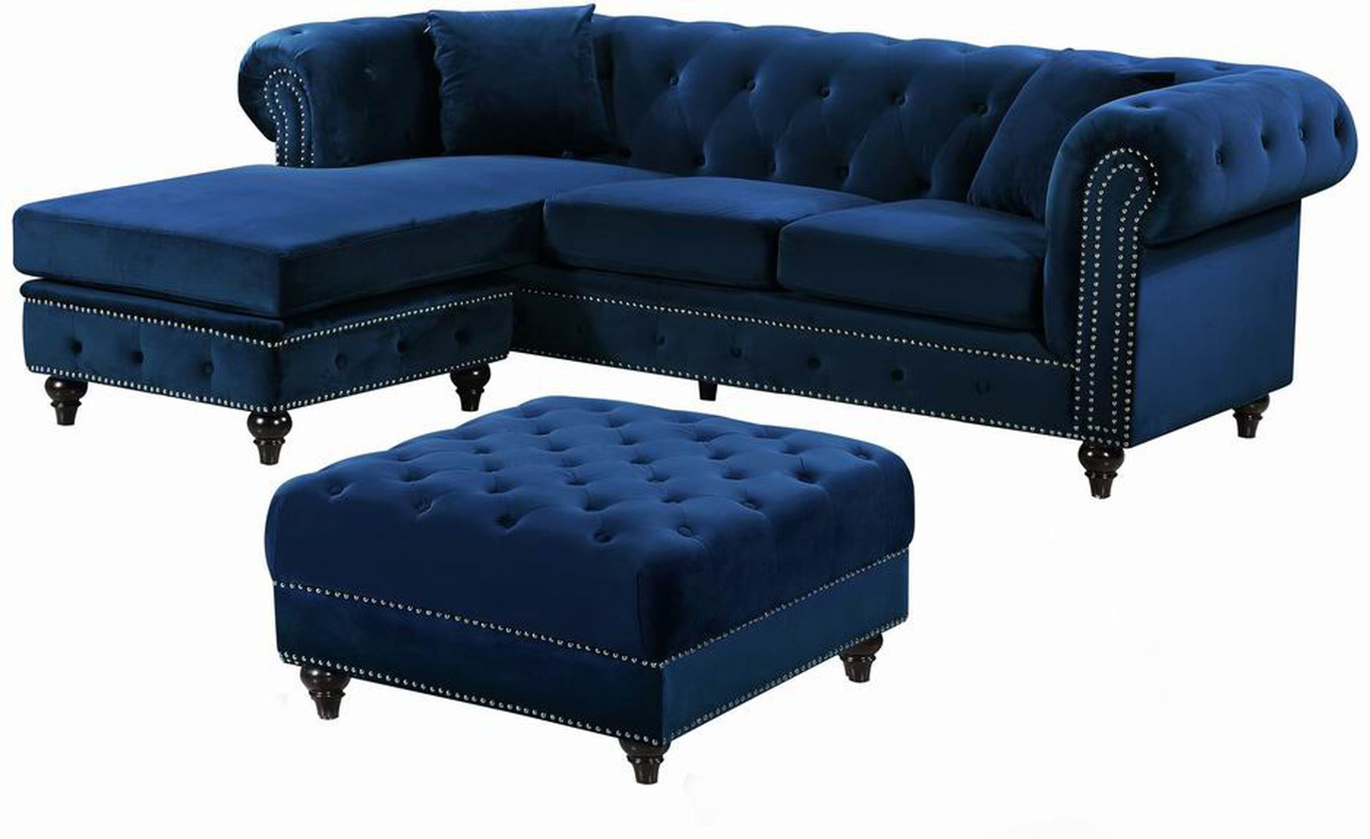 Sabrina 96" 2-Piece Velvet Reversible Sectional