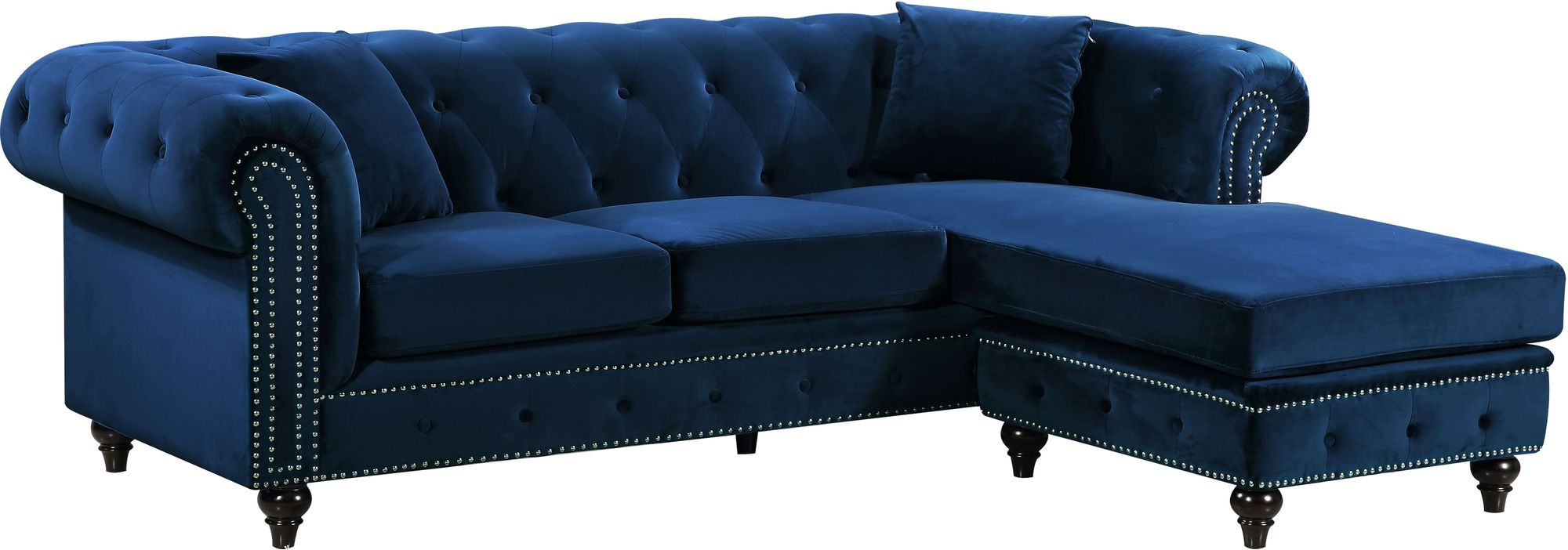 Sabrina 96" 2-Piece Velvet Reversible Sectional