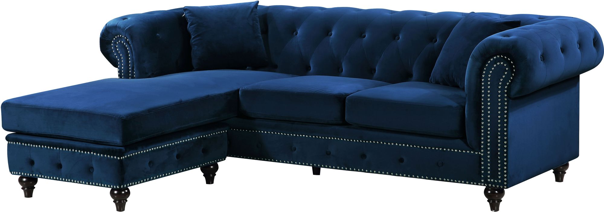 Sabrina 96" 2-Piece Velvet Reversible Sectional