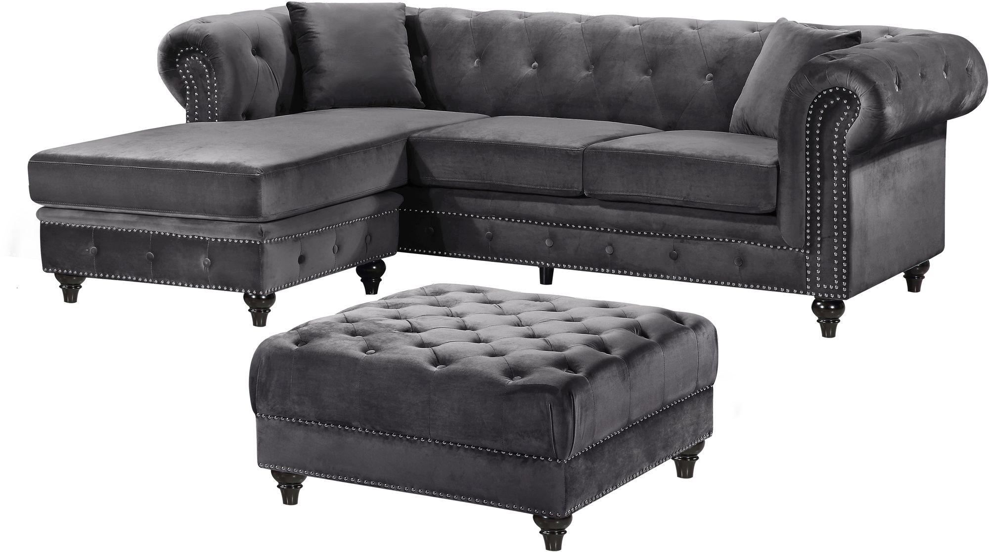 Sabrina 96" 2-Piece Velvet Reversible Sectional