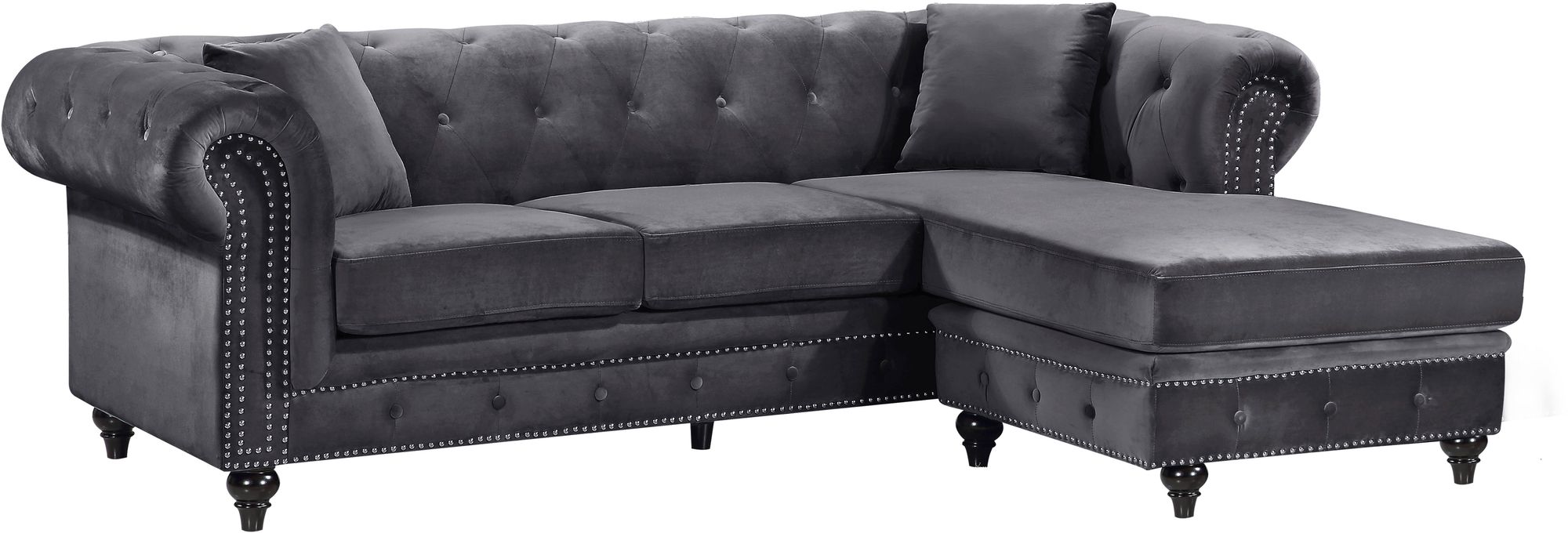 Sabrina 96" 2-Piece Velvet Reversible Sectional