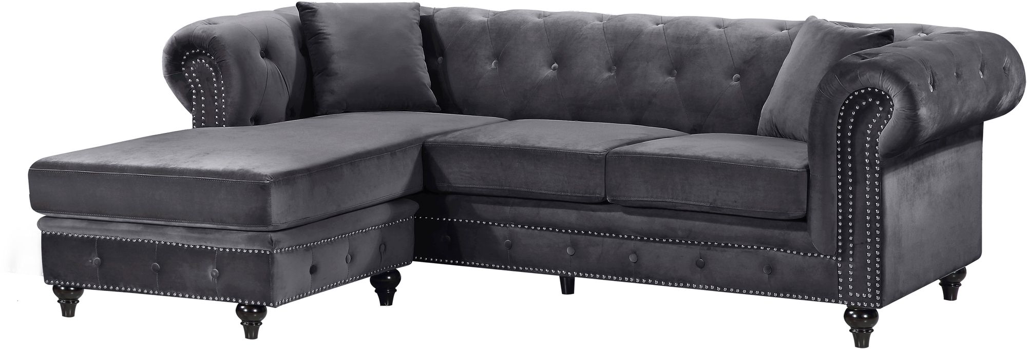 Sabrina 96" 2-Piece Velvet Reversible Sectional