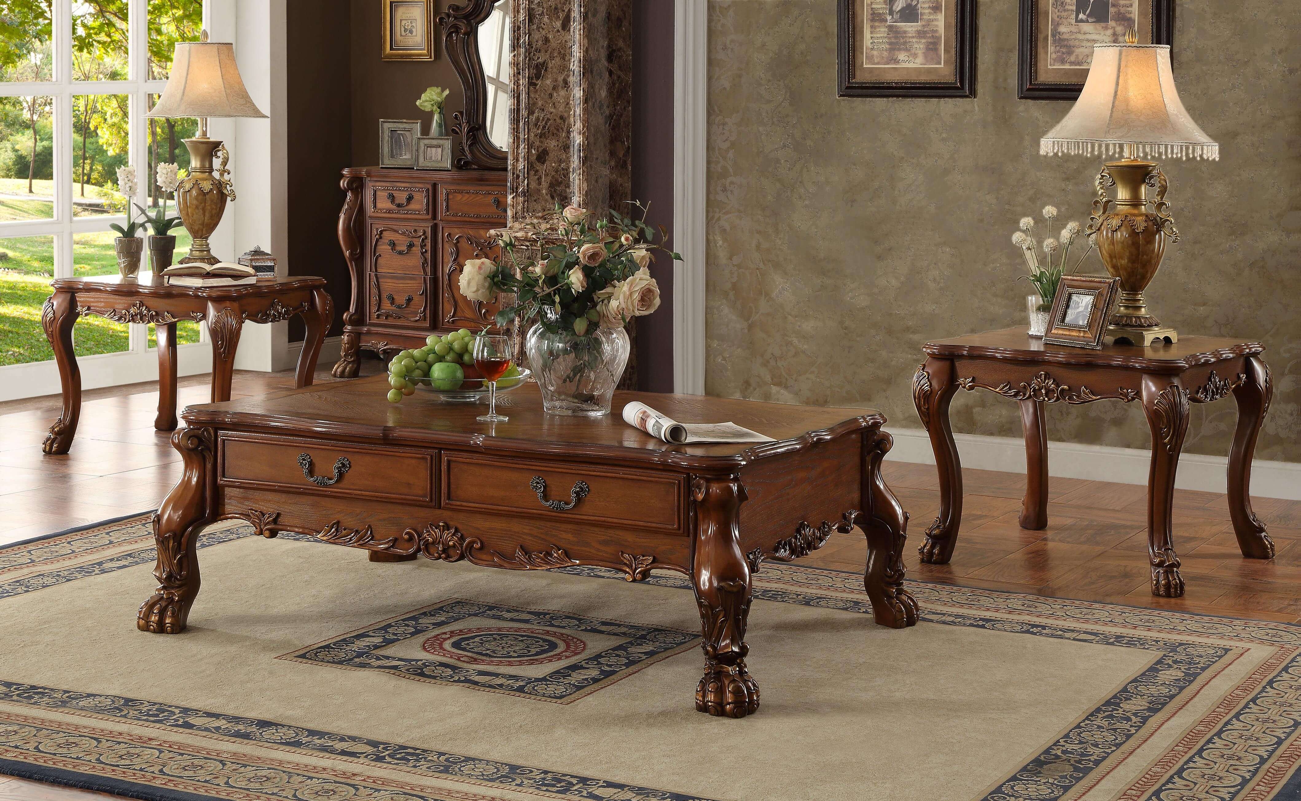 Dresden PU/Wood Tufted Living Room Set