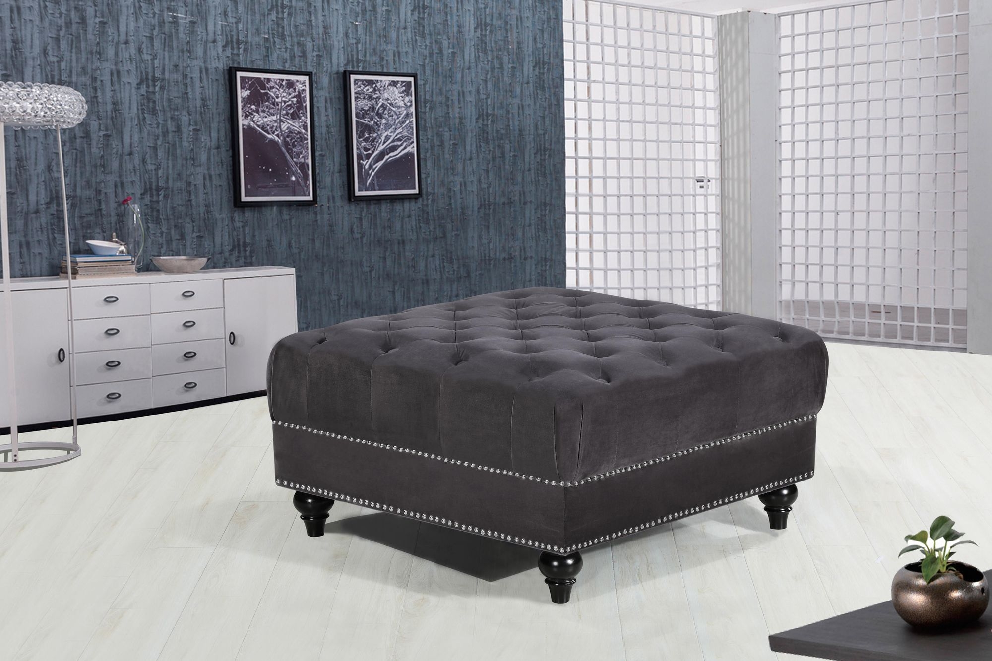 Sabrina Velvet Ottoman