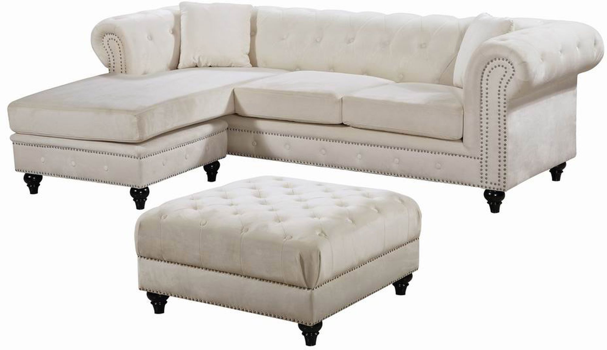 Sabrina 96" 2-Piece Velvet Reversible Sectional