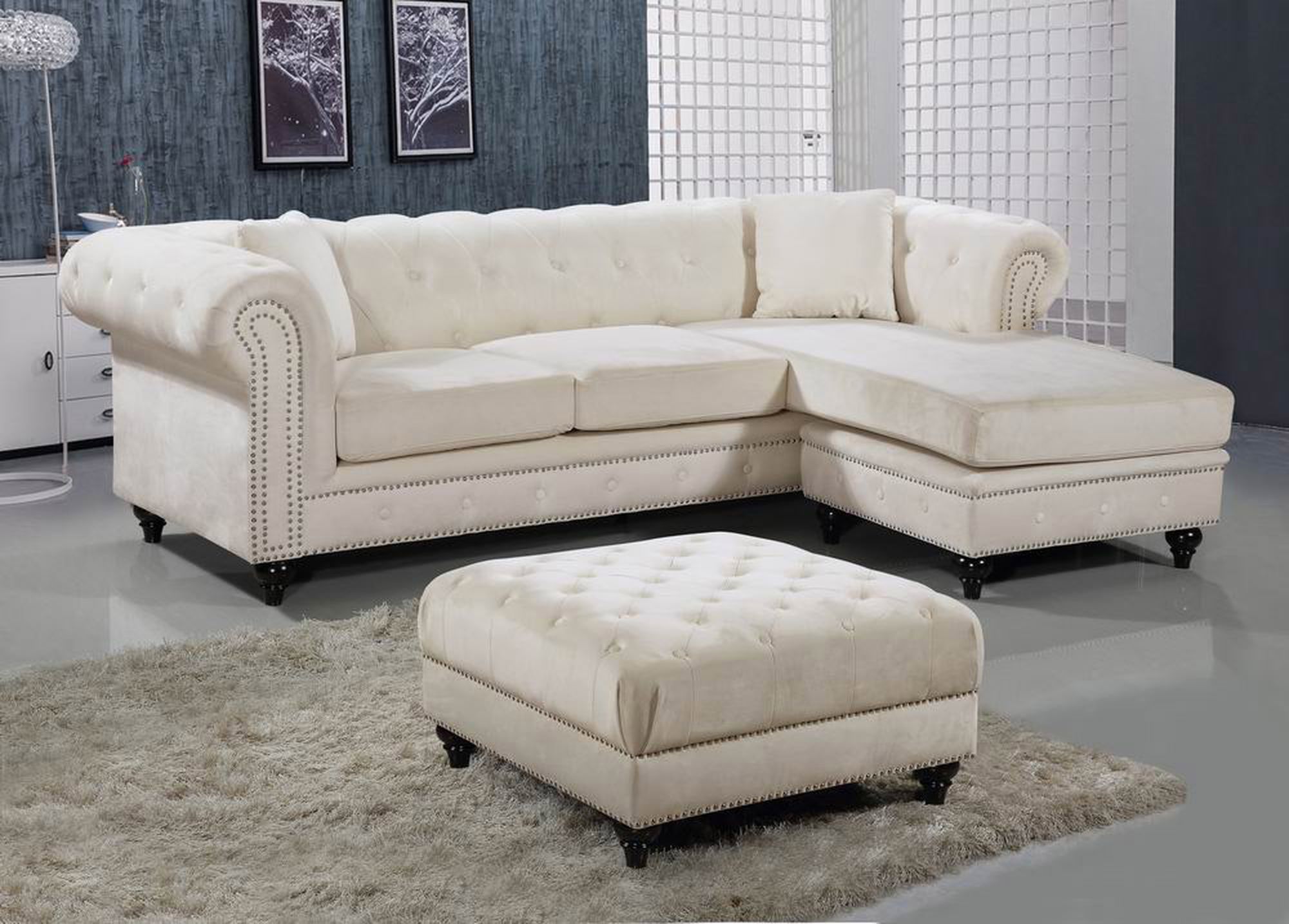 Sabrina 96" 2-Piece Velvet Reversible Sectional