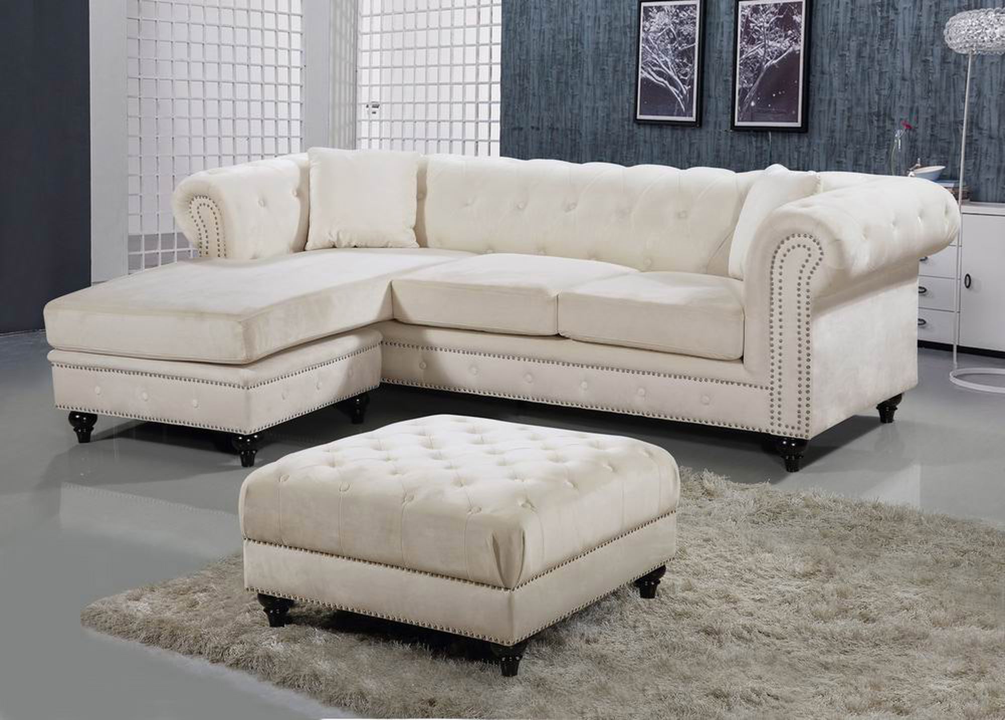 Sabrina 96" 2-Piece Velvet Reversible Sectional