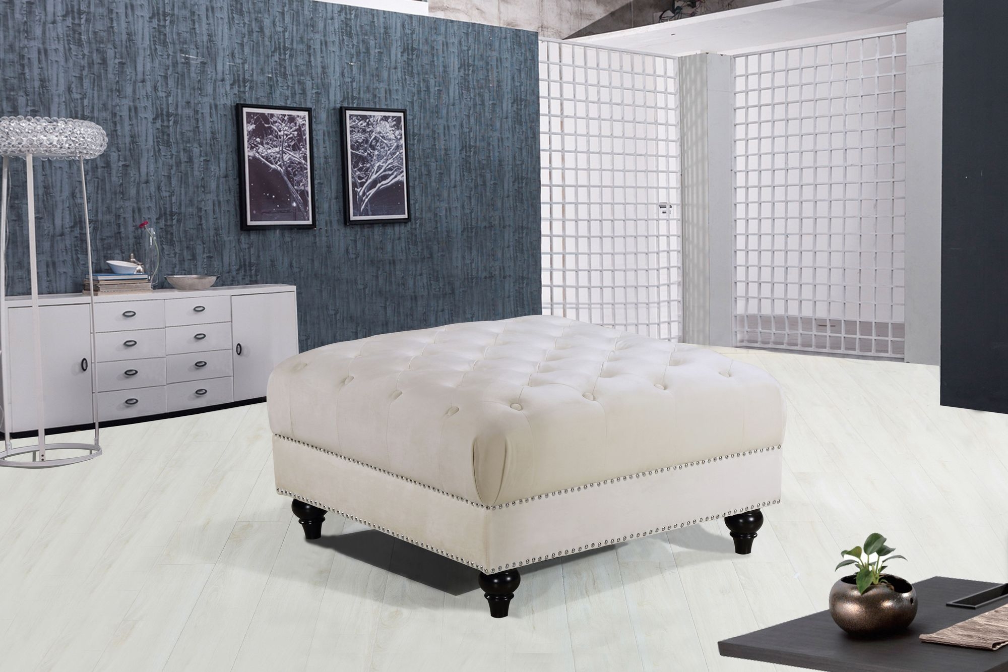 Sabrina Velvet Ottoman