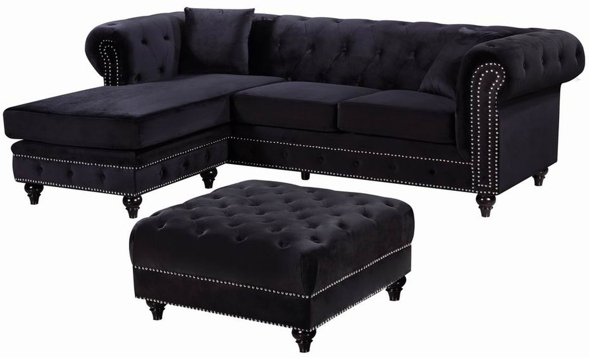 Sabrina 96" 2-Piece Velvet Reversible Sectional