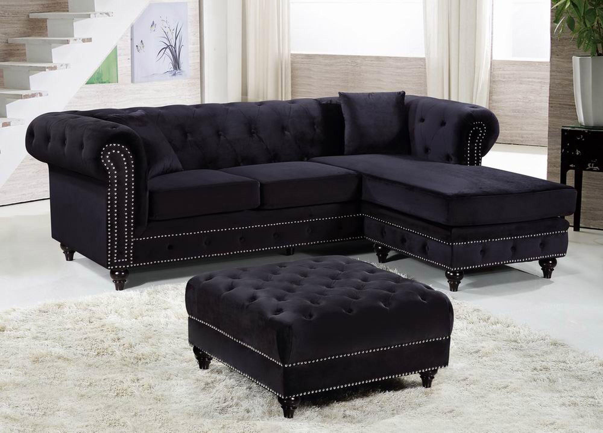 Sabrina 96" 2-Piece Velvet Reversible Sectional