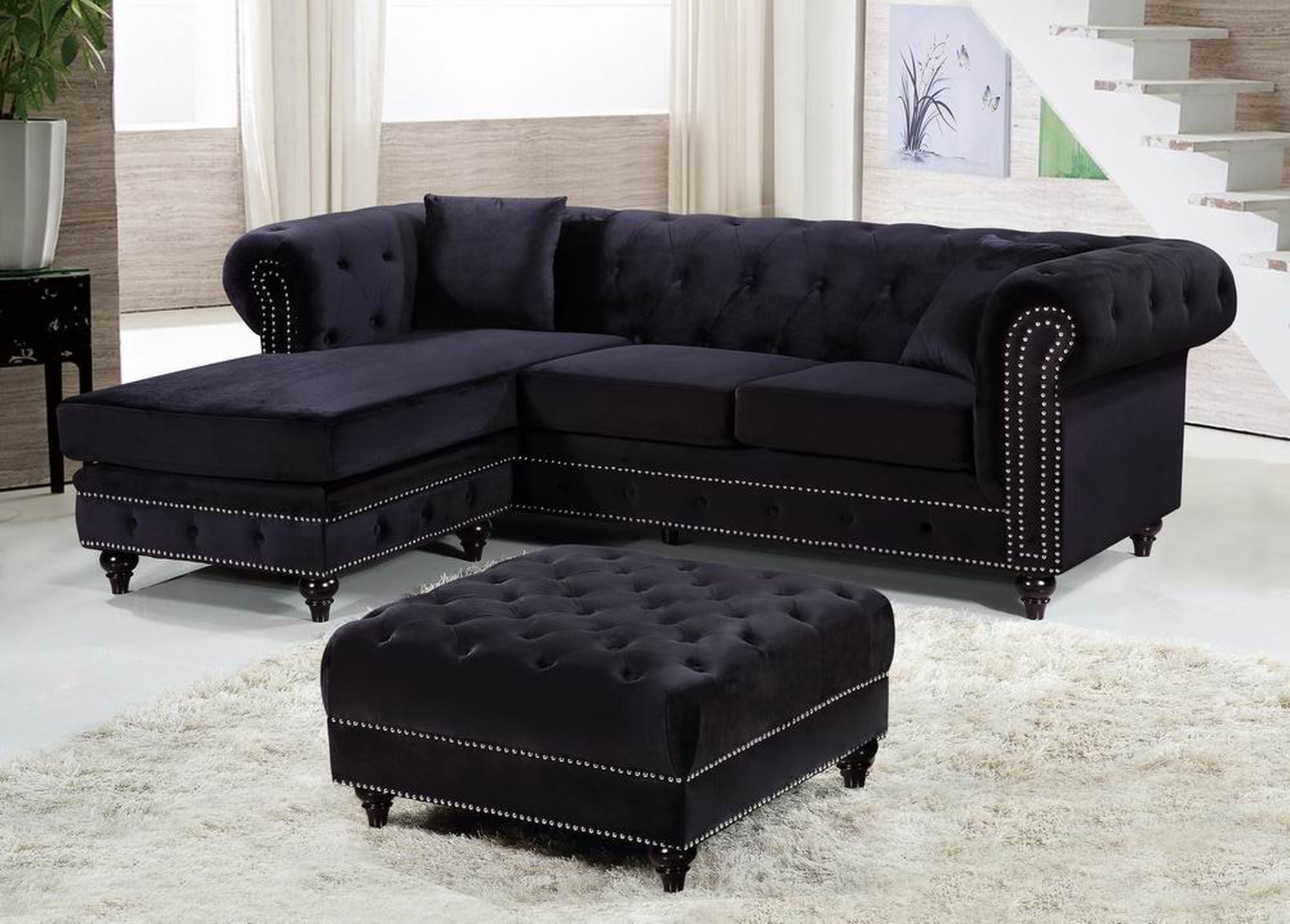 Sabrina 96" 2-Piece Velvet Reversible Sectional