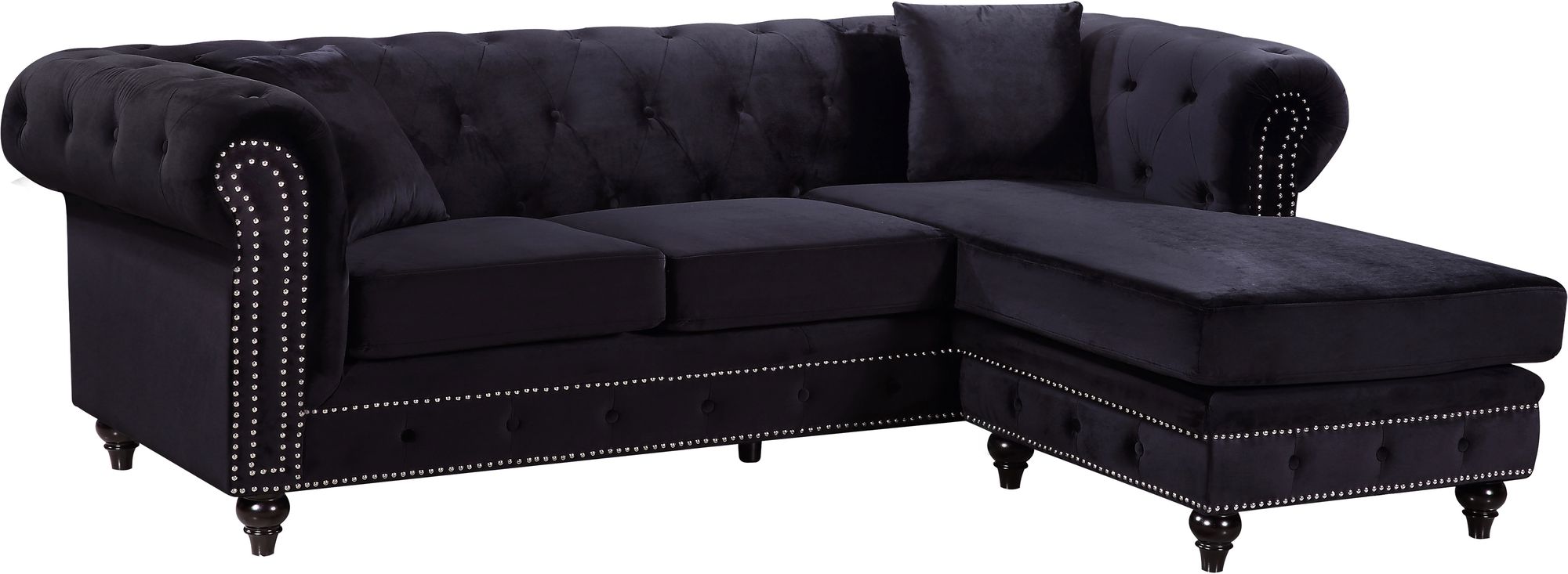 Sabrina 96" 2-Piece Velvet Reversible Sectional