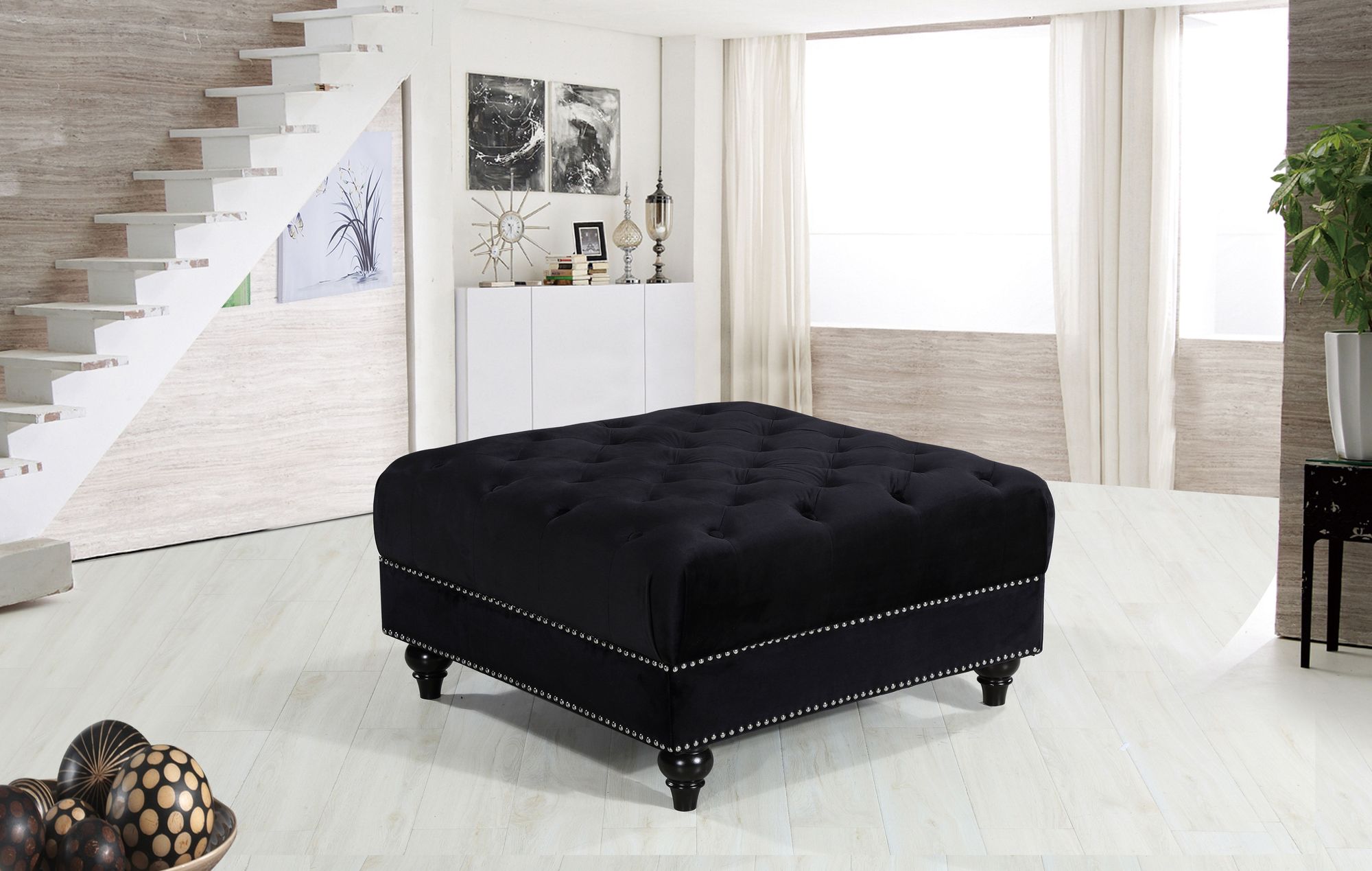 Sabrina Velvet Ottoman