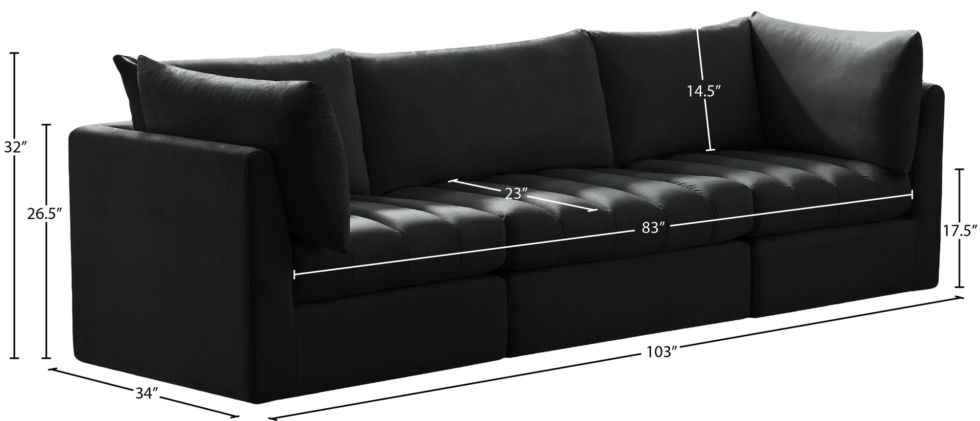 Jacob 103" Velvet Modular Sofa