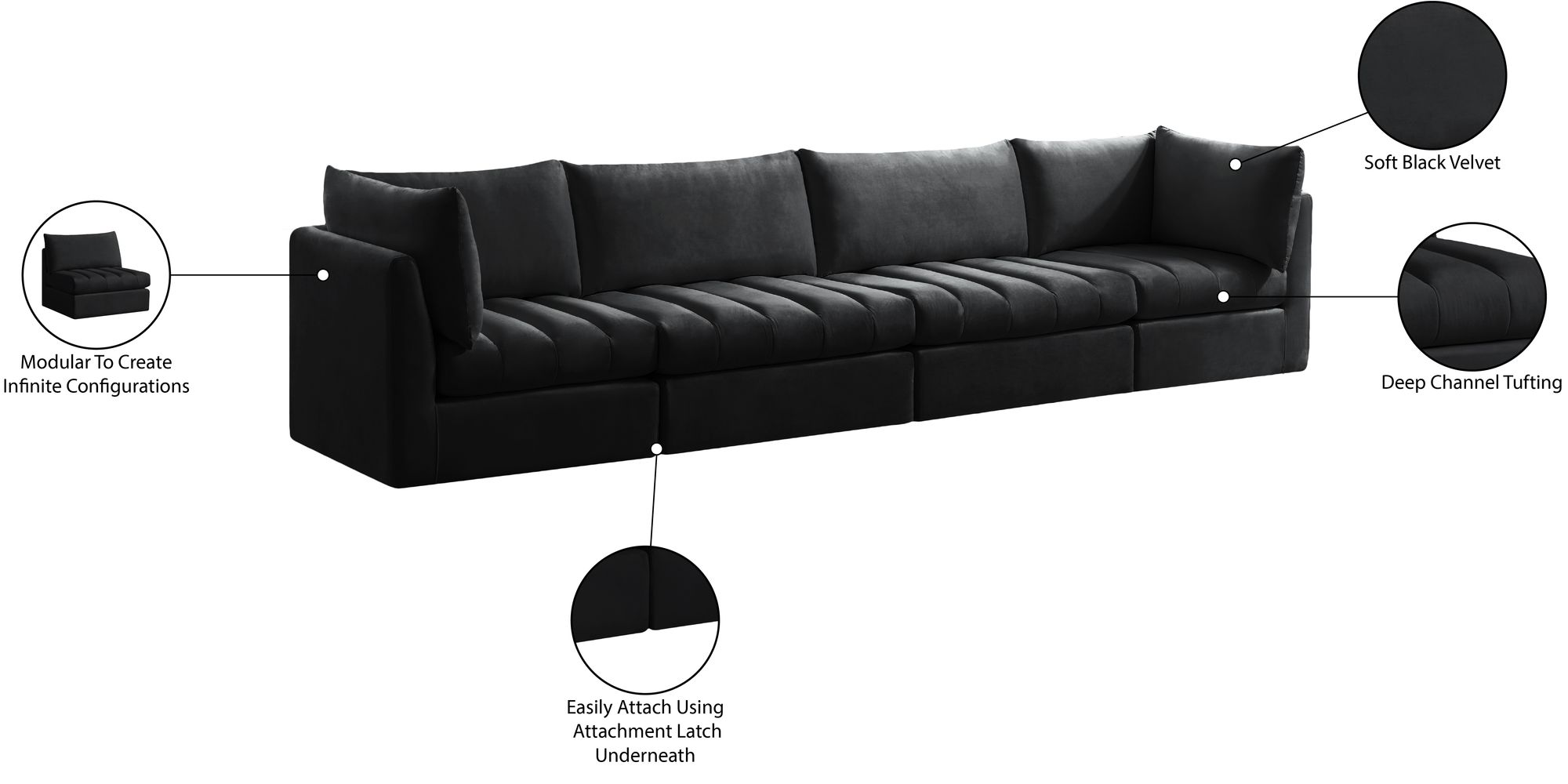Jacob 140" Velvet Modular Sofa