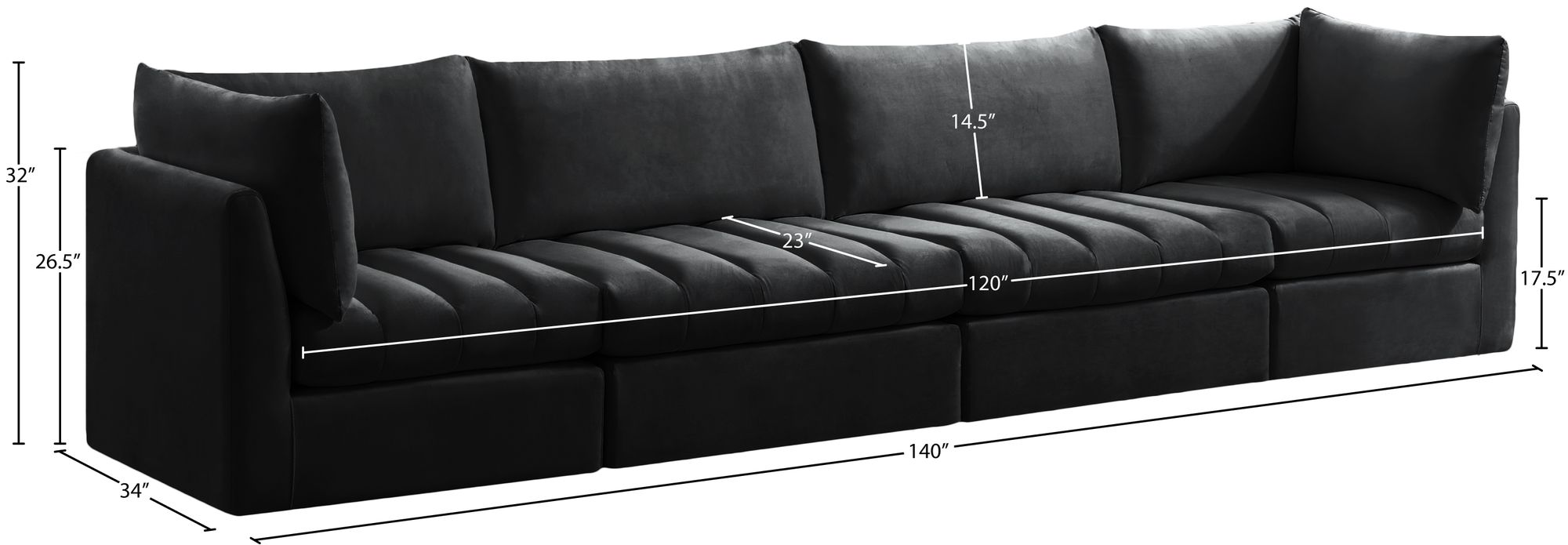 Jacob 140" Velvet Modular Sofa
