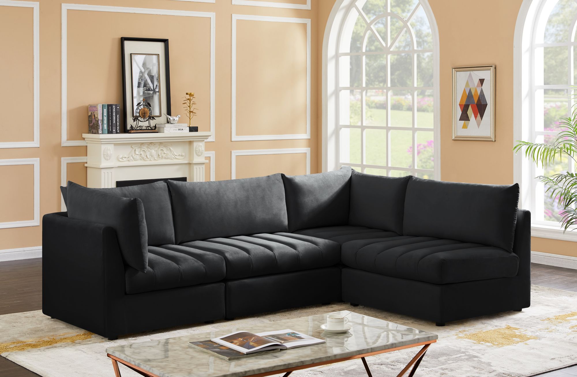 Jacob 103" 4-Piece Velvet Modular Sectional