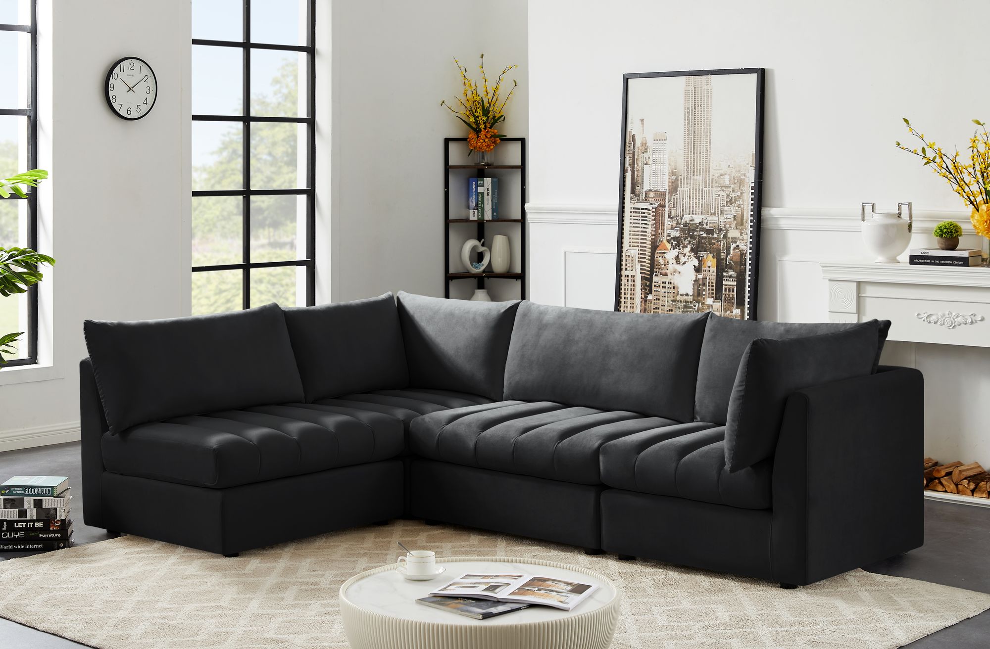 Jacob 103" 4-Piece Velvet Modular Sectional