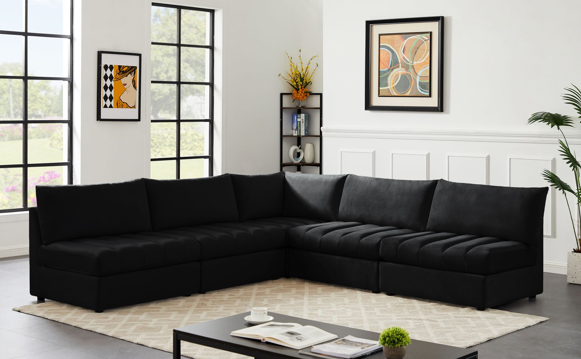 Meridian Jacob 107" Black Sectional