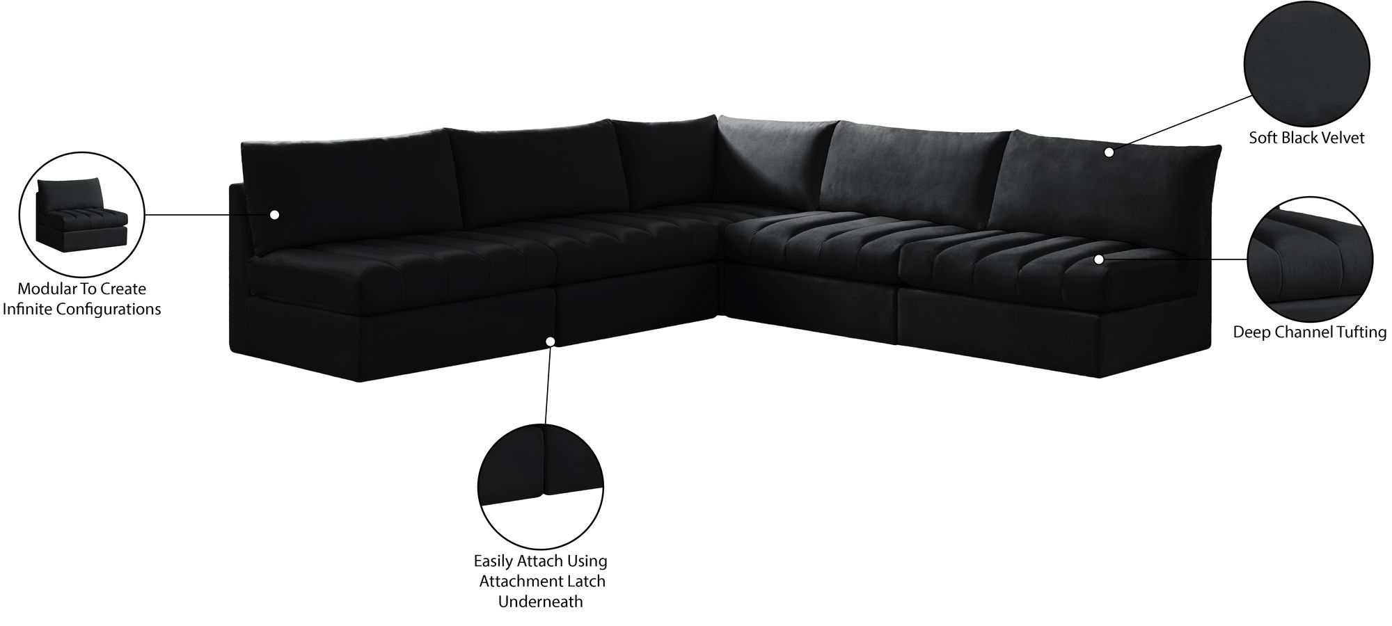 Jacob 107" 5-Piece Velvet Modular Sectional