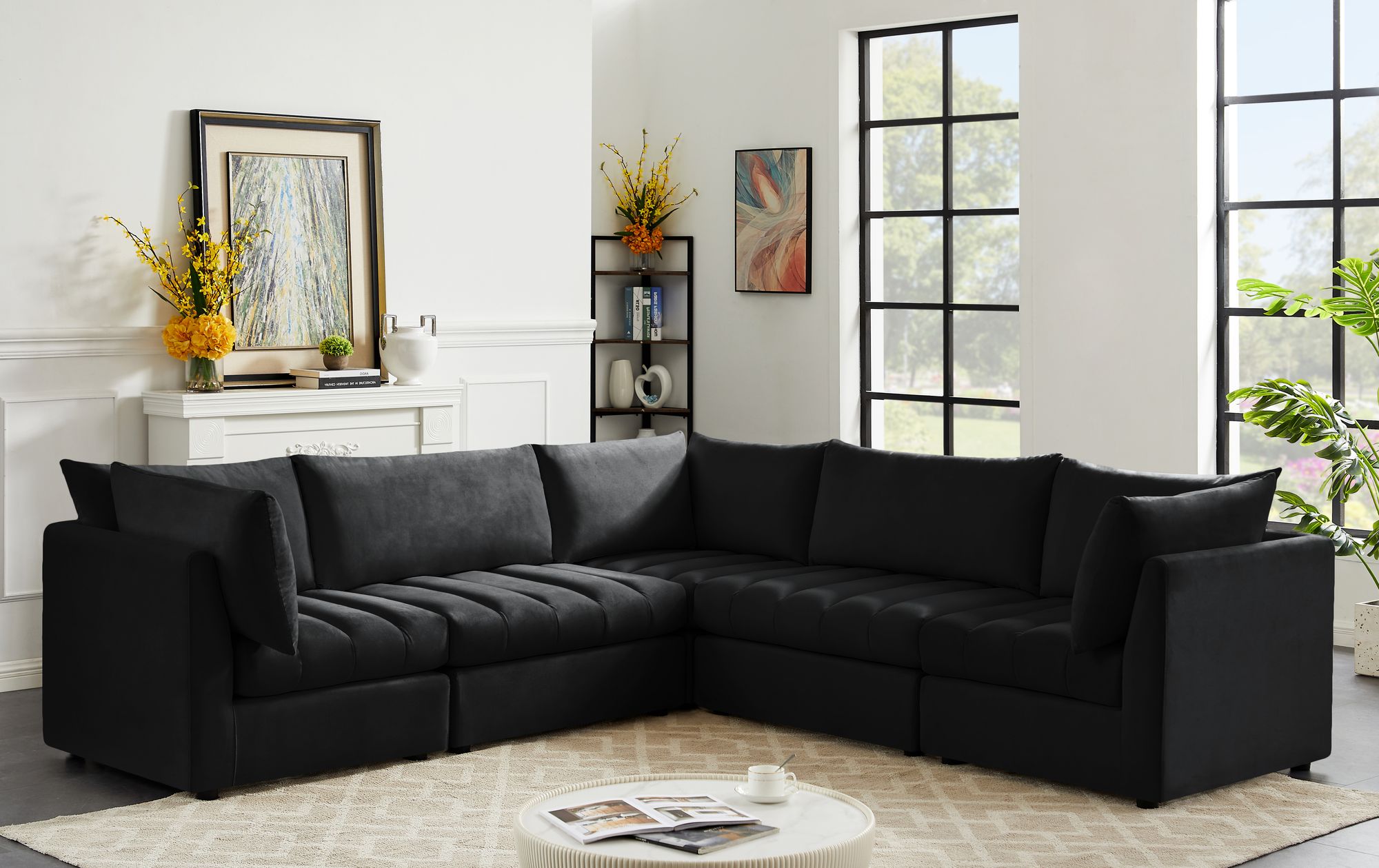 Jacob 103" 5-Piece Velvet Modular Sectional