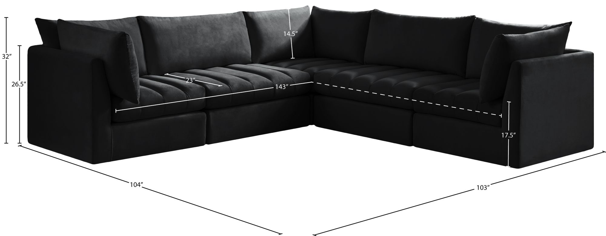 Jacob 103" 5-Piece Velvet Modular Sectional