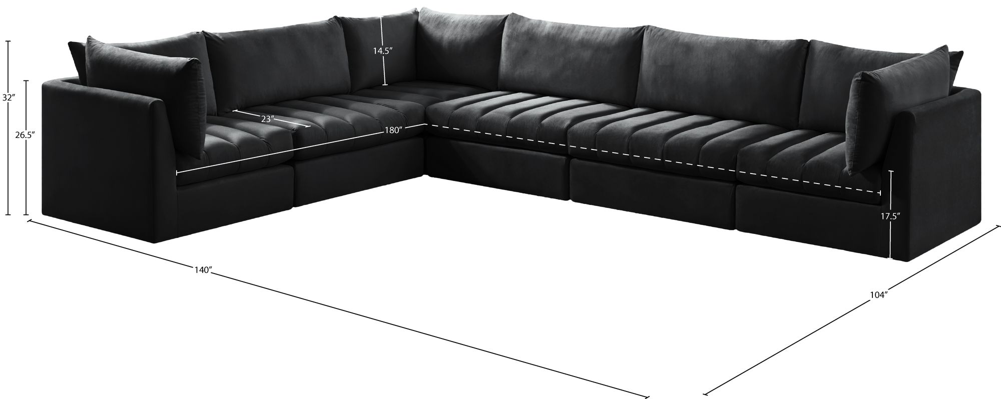 Jacob 140" 6-Piece Velvet Modular Sectional