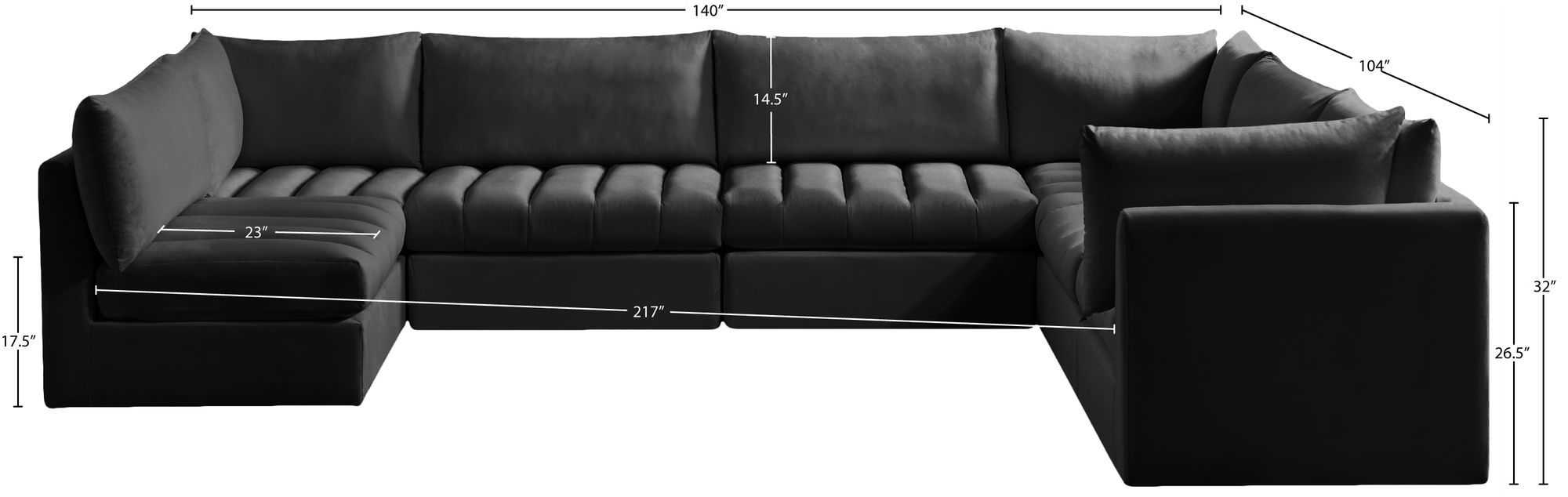 Jacob 140" 7-Piece Velvet Modular U-Shape Sectional