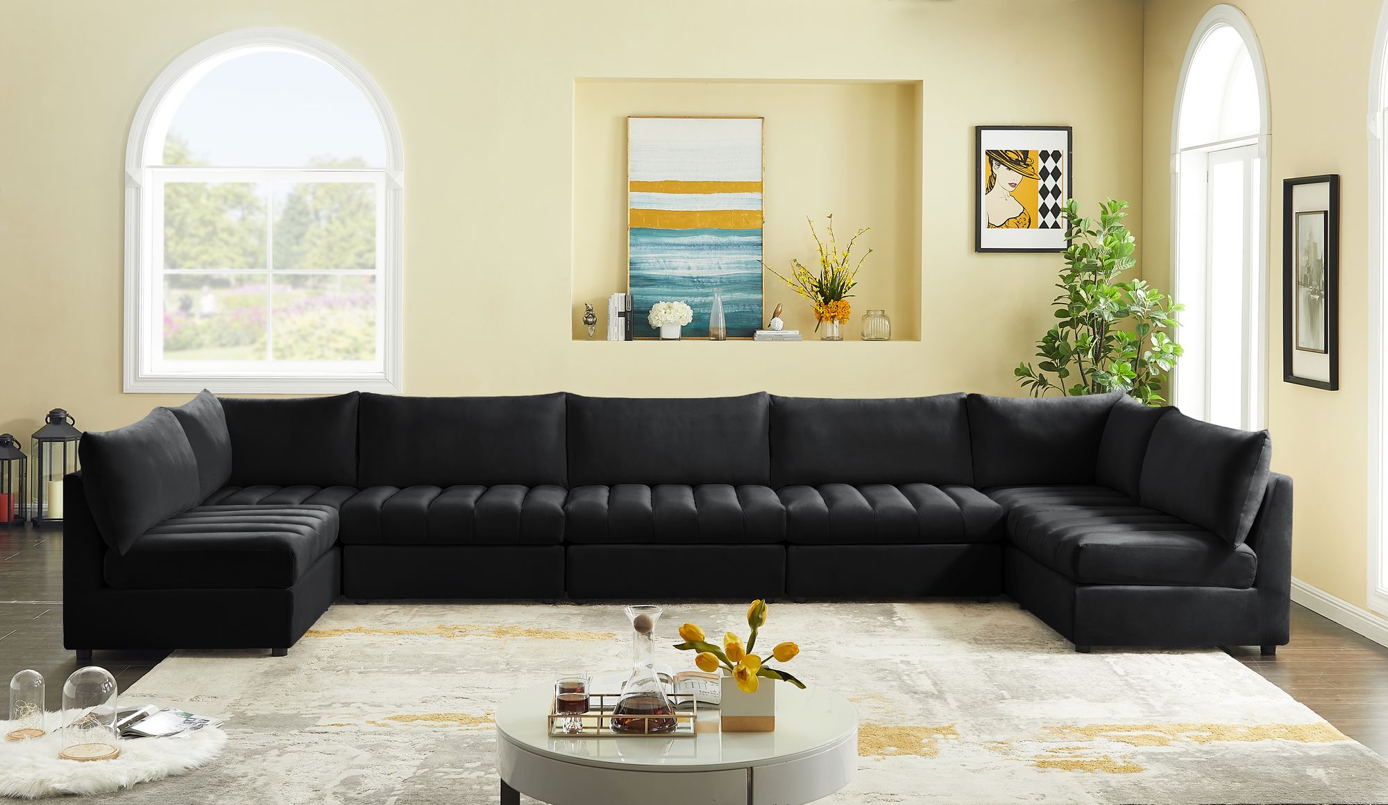 Jacob 177" 7-Piece Velvet Modular U-Shape Sectional