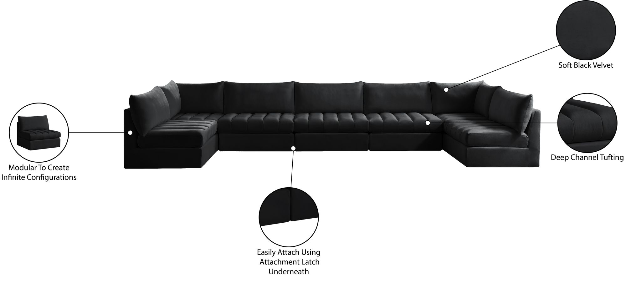 Jacob 177" 7-Piece Velvet Modular U-Shape Sectional