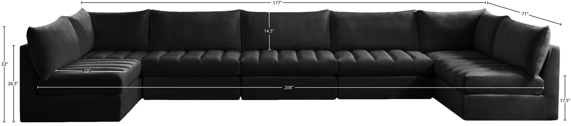 Jacob 177" 7-Piece Velvet Modular U-Shape Sectional